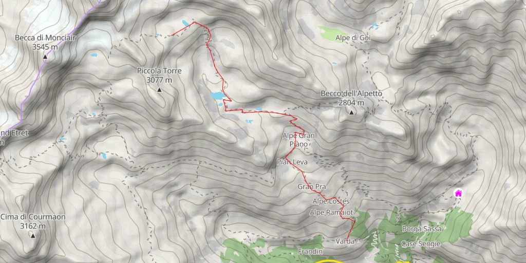 Carte de l'itinéraire :  Alpe di Breuil