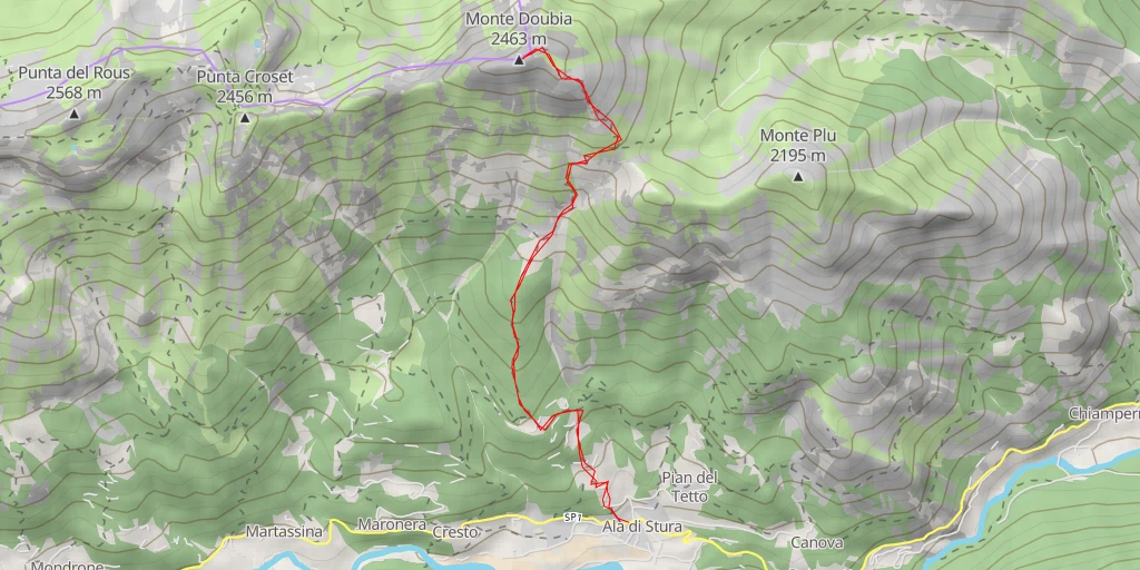 Carte de l'itinéraire :  Monte Doubia