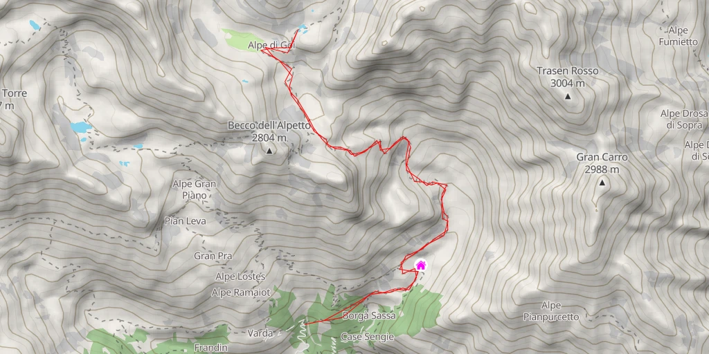 Carte de l'itinéraire :  Alpe della Motta