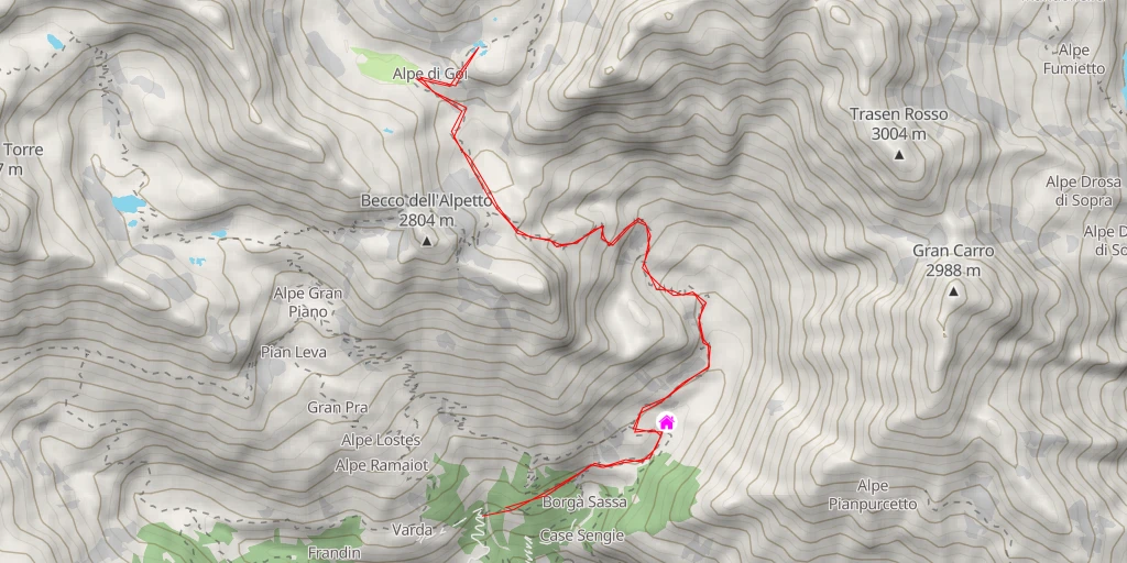 Map of the trail for Alpe della Motta