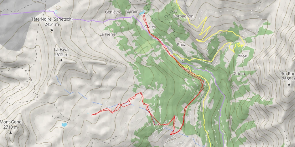 Map of the trail for Pointet - Conthey