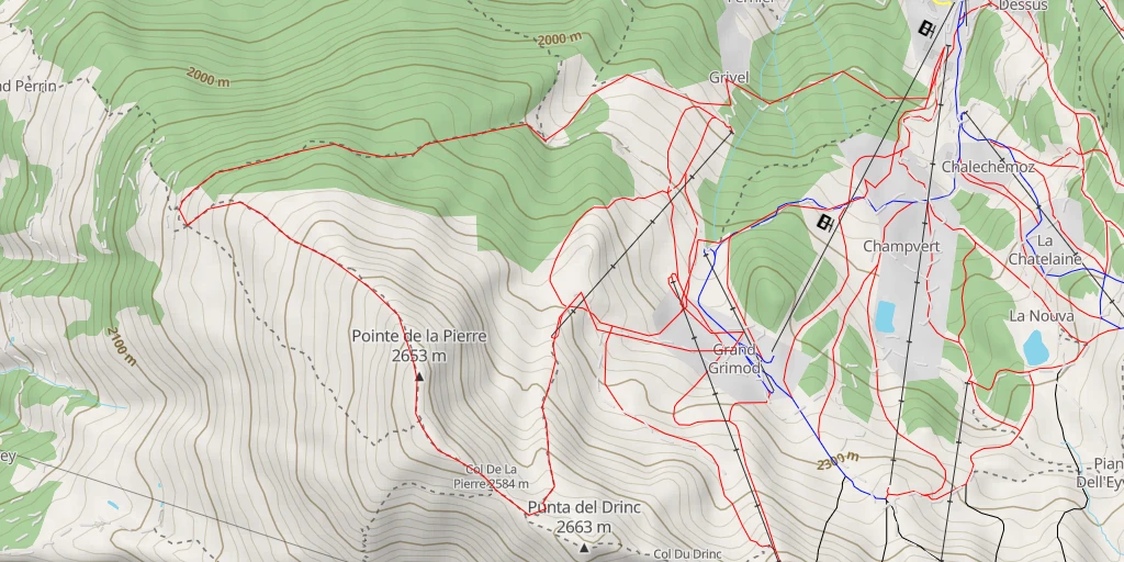 Map of the trail for Pointe de la Pierre