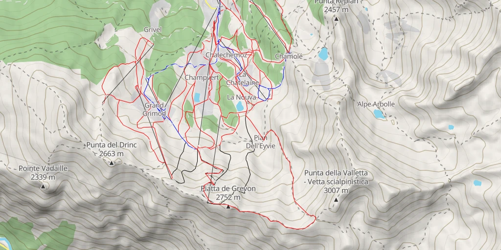 Map of the trail for Punta di Monpers