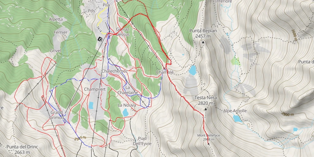 Map of the trail for Mont Belleface