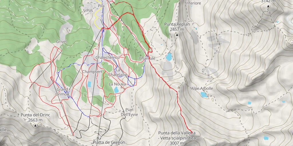 Map of the trail for Punta della Valletta