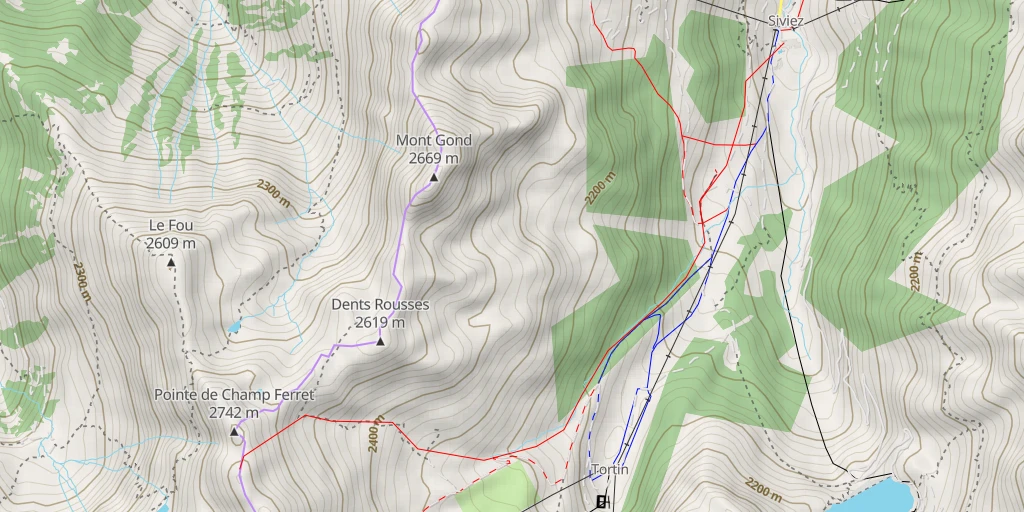 Map of the trail for Arête de Chassoure - Pt 2750 Versant E