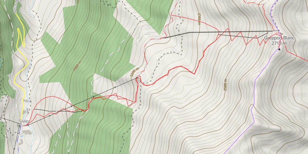 Map of the trail for Greppon Blanc Depuis Siviez, par les pistes