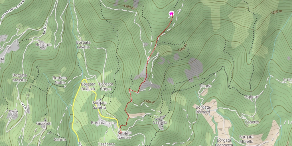 Map of the trail for Bivacco Sellina