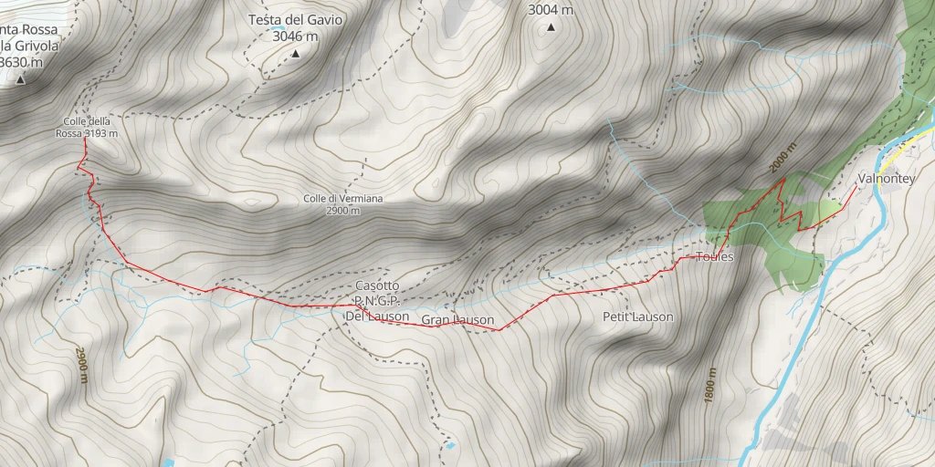 Carte de l'itinéraire :  Colle della Rossa