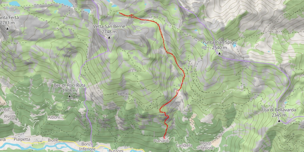 Map of the trail for Alpe del Seone