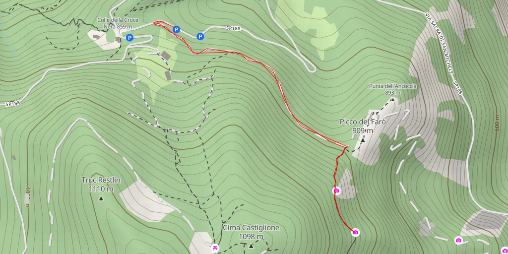 Carte de l'itinéraire :  Via Sacra - Valgioie