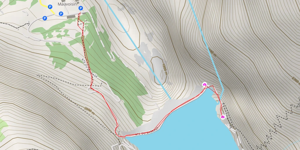 Map of the trail for Barrage de Mauvoisin