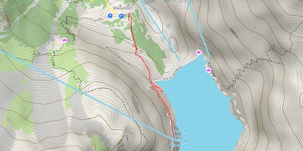 Map of the trail for Chute de l'amenée d'eau de Corbassière