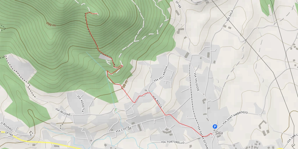 Carte de l'itinéraire :  Salita Vernetta - Giaveno