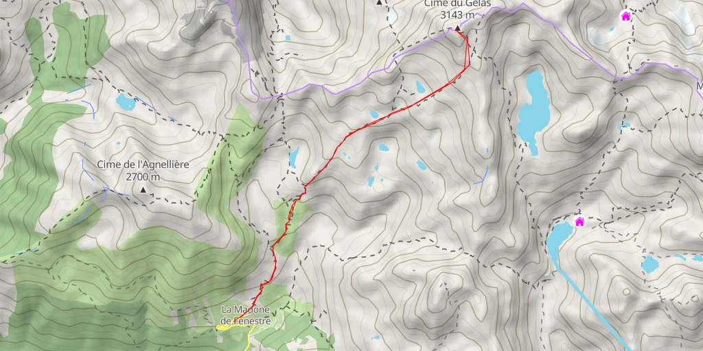 Map of the trail for Cime du Gélas / Monte Gelàs