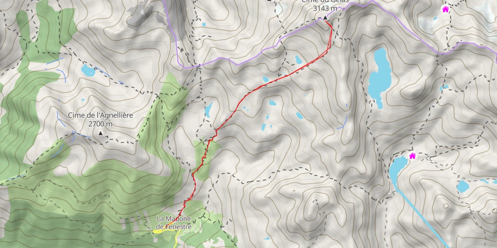 Map of the trail for Cime sud du Gélas