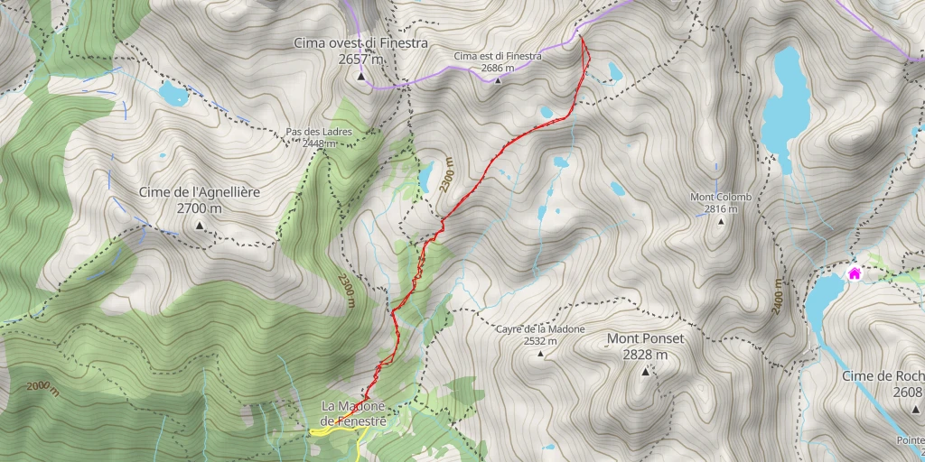 Carte de l'itinéraire :  Cima Saint Robert / Cime Saint-Robert