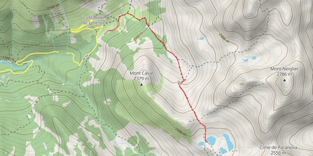 Map of the trail for Lacs de Prals