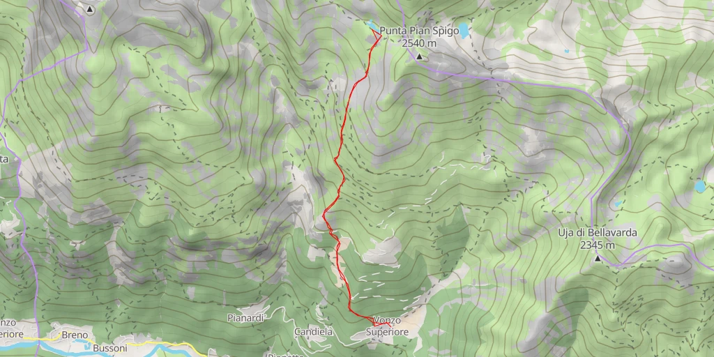 Carte de l'itinéraire :  Lago Pian di Lee