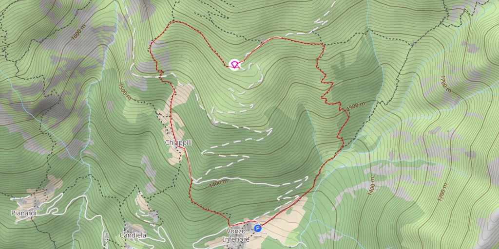 Map of the trail for Strada Agricola Chiappilli - Ciavanis