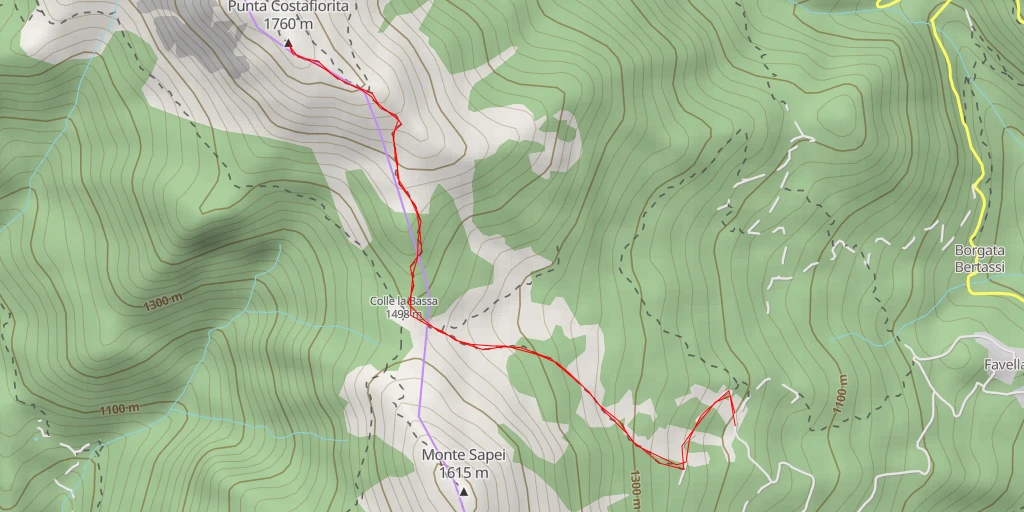 Carte de l'itinéraire :  Punta Costafiorita