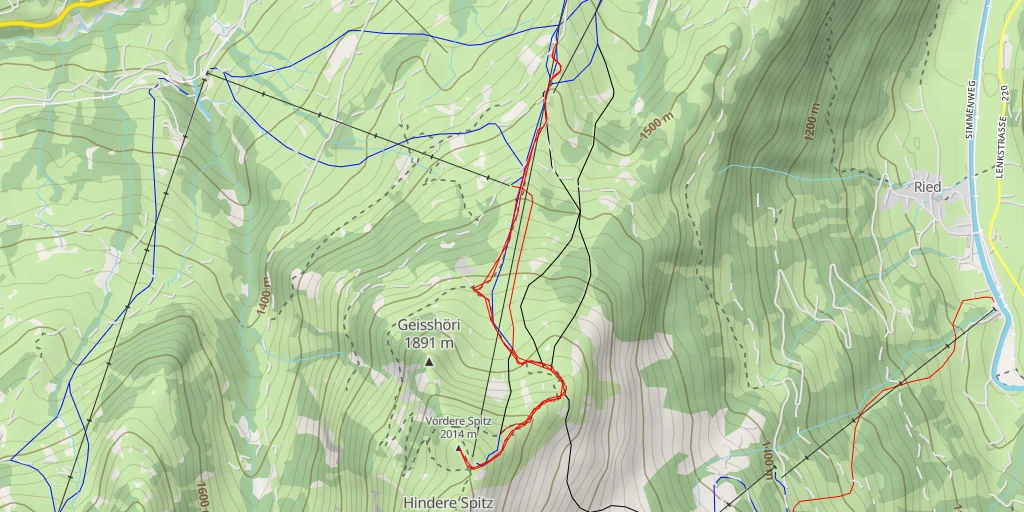 Carte de l'itinéraire :  Vordere Spitz