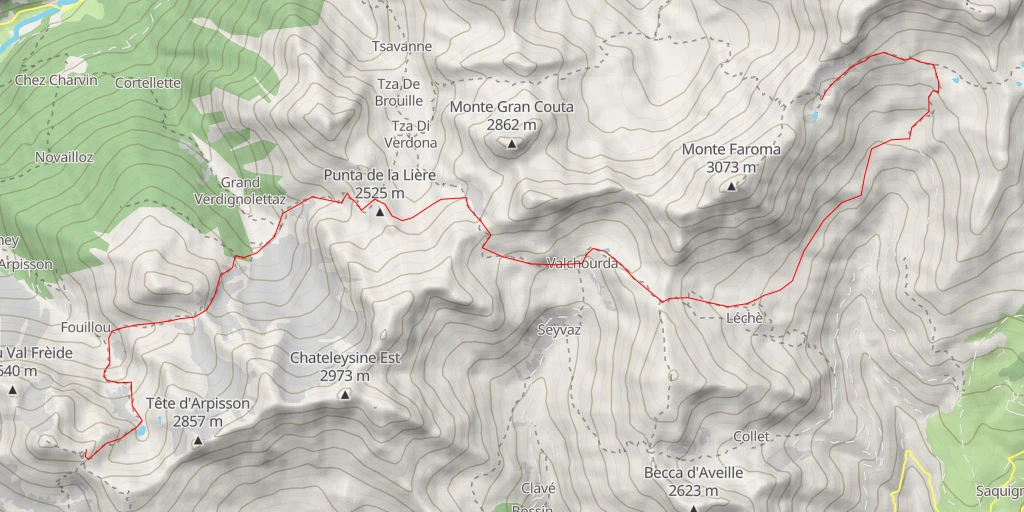 Map of the trail for  Du col de Viou au col de Vessona par le col de St Barthélemy