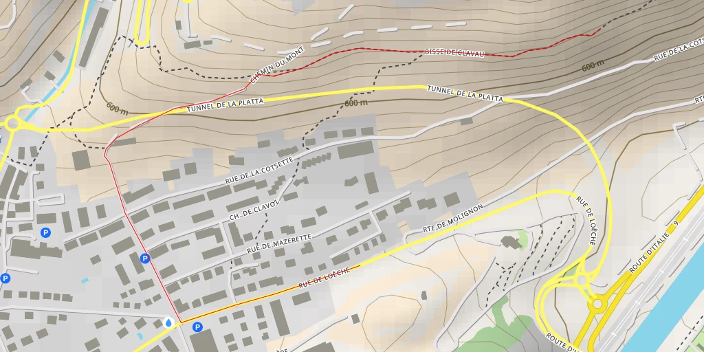 Map of the trail for Bisse de Clavau