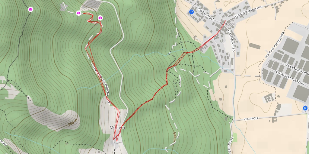 Map of the trail for Sentiero dei Principi