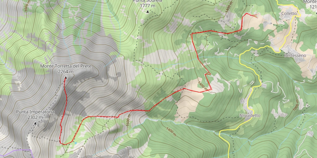 Map of the trail for Monte Torretta del Prete