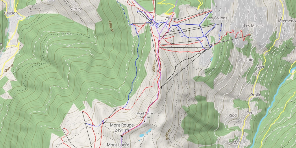 Carte de l'itinéraire :  Mont Rouge