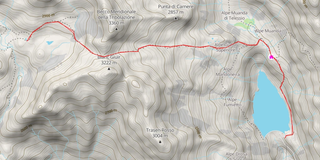 Carte de l'itinéraire :  Bivacco Ivrea - Borgata Balmarossa