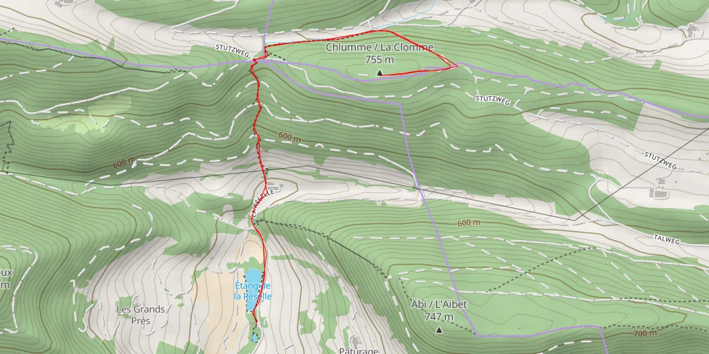 Map of the trail for Chlumme / La Clomme