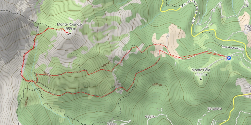 Map of the trail for Monte Rognoso