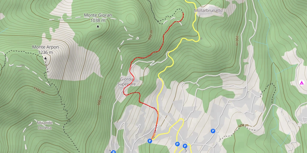 Carte de l'itinéraire :  SP197 del Colle del Lis - SP197 del Colle del Lis