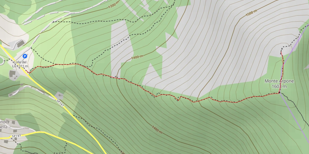 Map of the trail for Parco Naturale Col del Lys - Sentiero degli Alpini