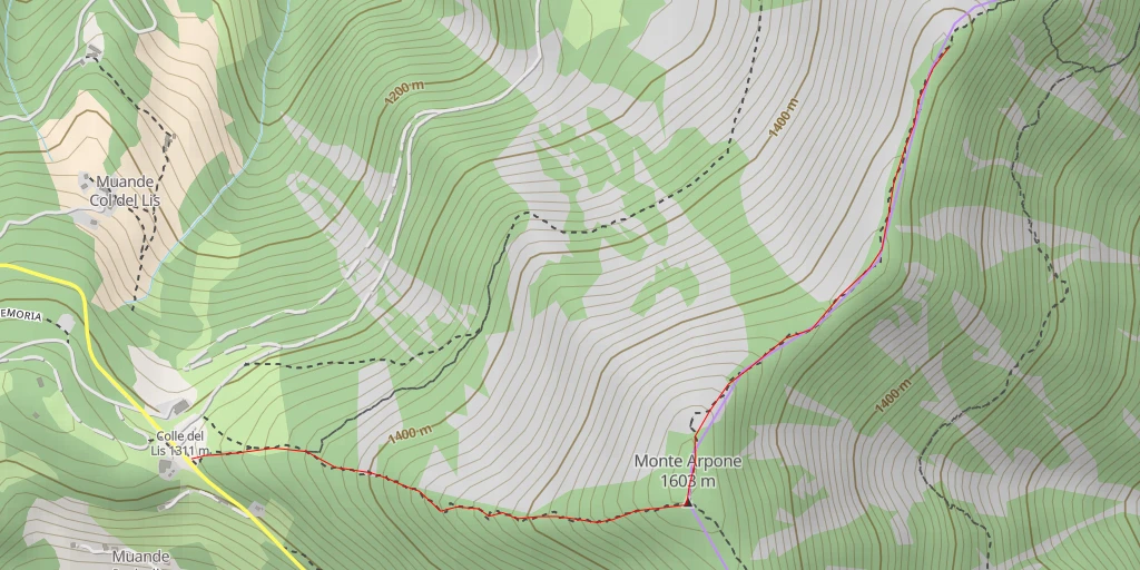 Map of the trail for Sentiero Ciapè Neir