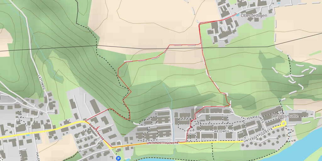 Carte de l'itinéraire :  Oberdettigenstrasse