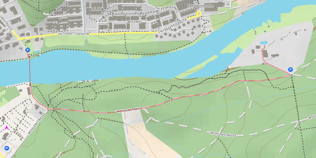 Carte de l'itinéraire :  Ethologische Station Hasli - Wohlenstrasse - Bern