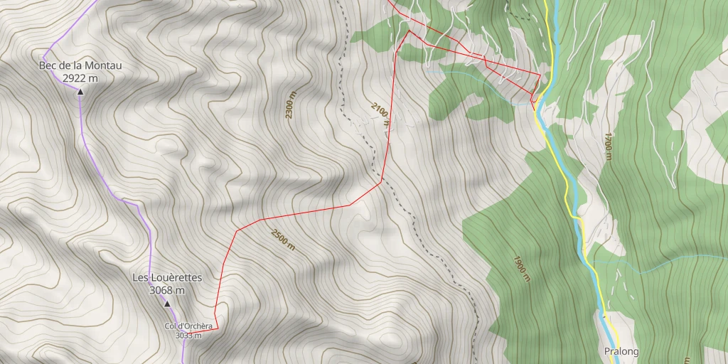 Map of the trail for Col d'Orchèra Depuis la Couta