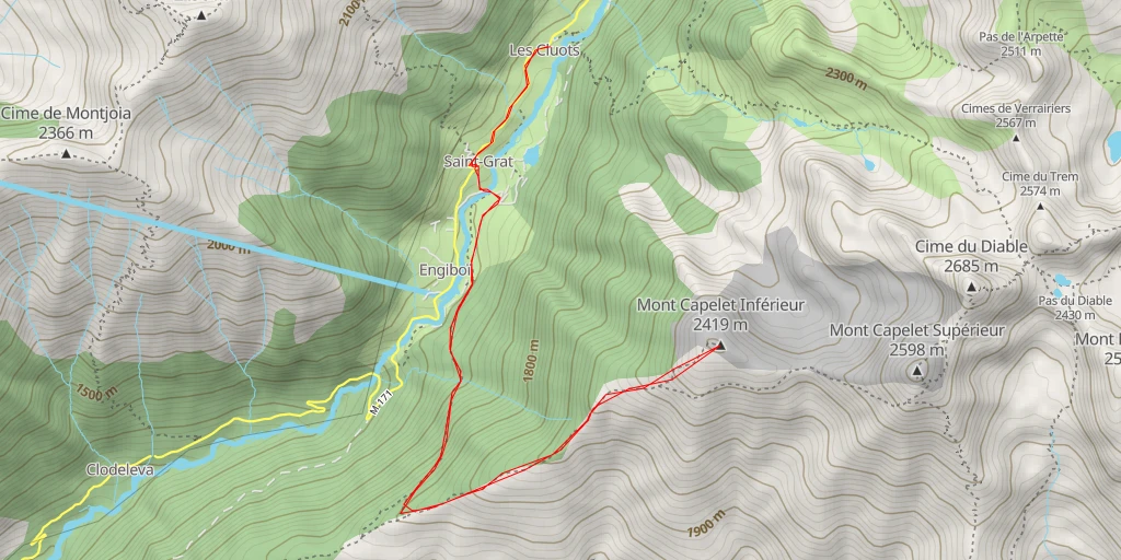 Map of the trail for Mont Capelet Inférieur