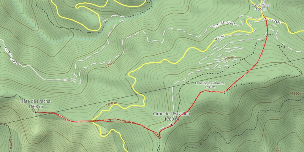 Map of the trail for Tete de Fracha