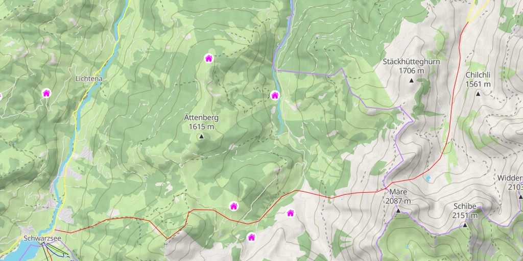 Map of the trail for Hohmattli Traversée Gurnigel - Schwarzsee par Wannelsgrat et Hohmattli