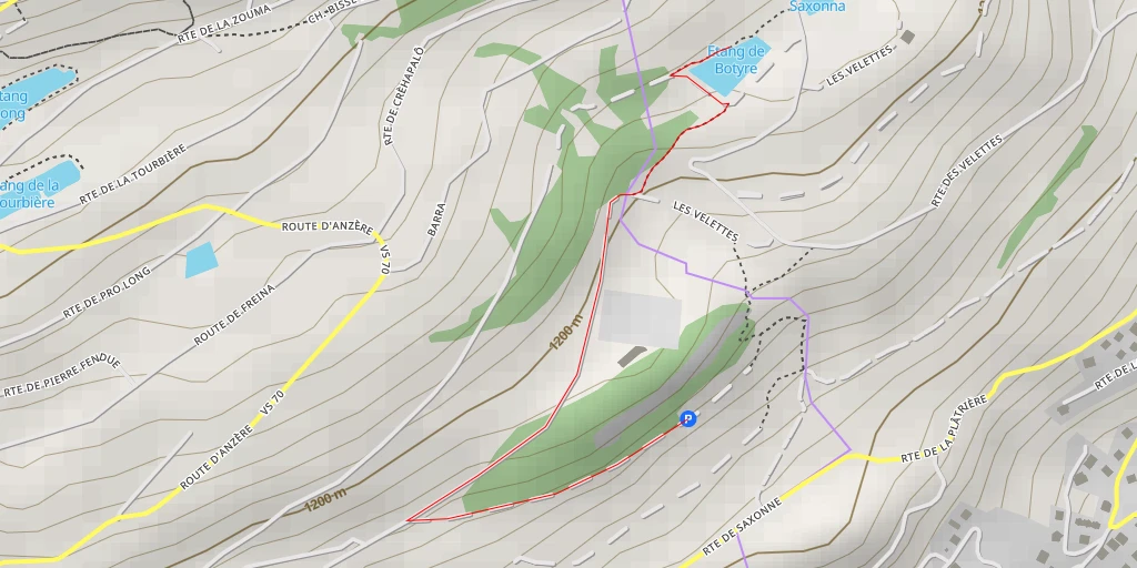 Map of the trail for Etang de Botyre