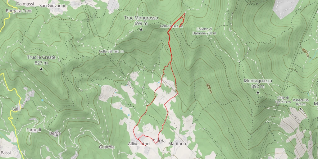 Map of the trail for Colle Frascà