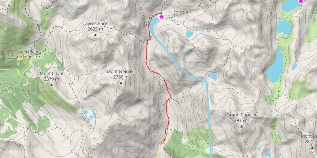 Map of the trail for Refuge de Nice