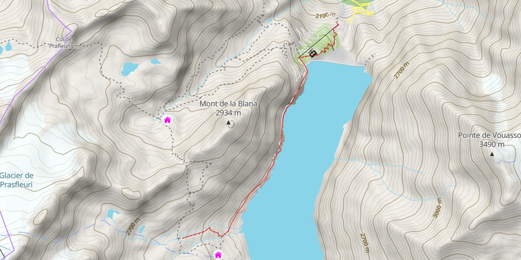 Map of the trail for Route du Barrage