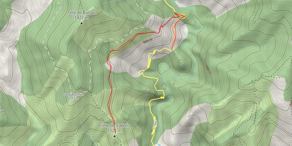 Map of the trail for Cime de Cadolis