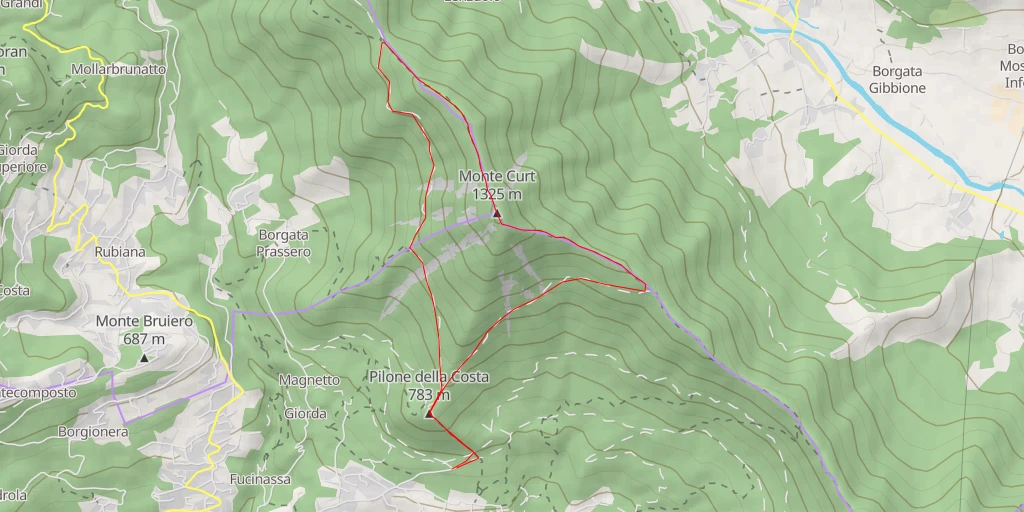 Carte de l'itinéraire :  Monte Curt