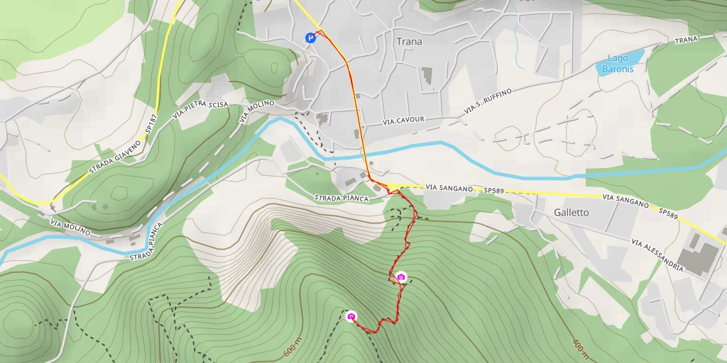 Map of the trail for Sentiero del Mal Passet - Trana